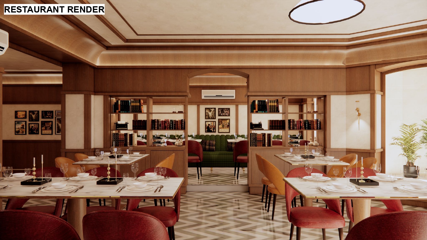 The elegant dining room of The Library Table